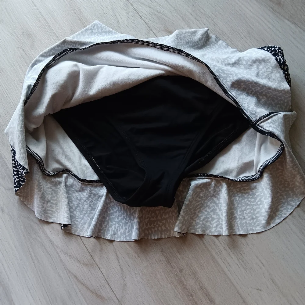 La Blanca Bikini Tie Halter Top Swim Skirt Black White Size 10 - Picture 14 of 16